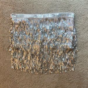 Silver sequin tie skirt